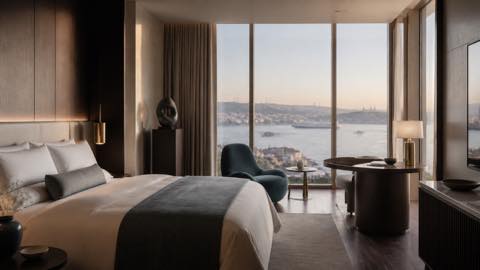 Boğaz manzaralı otel süiti konsepti